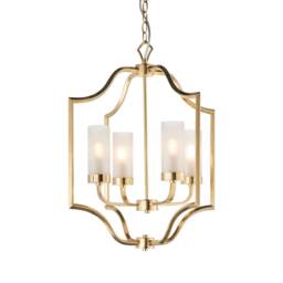 Edrea 4 Light Ceiling Pendant Satin Brass & Frosted Glass, E14