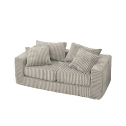 Groundlevel Camden Sectional Super Soft Velvet 2 / 3 Seater Sofa or Optional Cube Footstall Cream Natural Two Seater