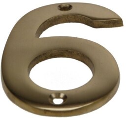 "Golden Grace House Door Number in Brass Finish, No. 6 - Numeric Digits Plate, Plates Plaque Gold Sign - 3"""