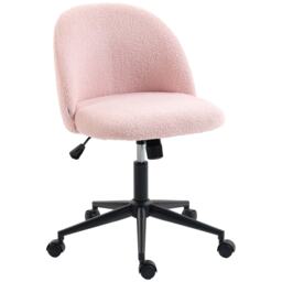 HOMCOM Desk Chair, Fluffy Swivel Office Chair for Makeup Vanity, Light Pink