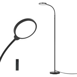 Emitto LED Floor Lamp Dimmable Standing Reading Light Remote Control Black 12W