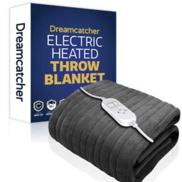 Dreamcatcher Deluxe XL Electric Throw Heated Double Over Blanket Fleece - Grey