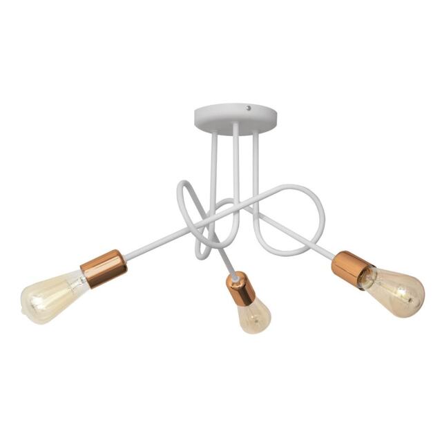 Oxford Multi Arm Semi Flush Ceiling Light White, Copper 50cm