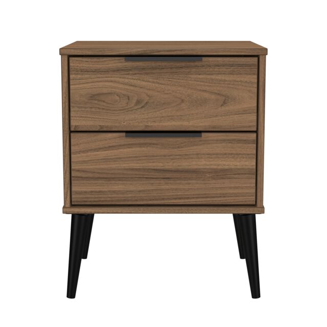 Fuji 2 Drawer Compact Bedside Cabinet in Carini Walnut (Ready Assembled) Brown Carini Walnut