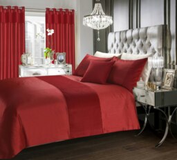Intimates Hartley Geometric Velvet Duvet Cover & Pillowcase Set Red Red Double