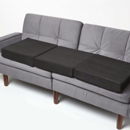 Homescapes Black Suede Orthopaedic Foam 3 Seater Booster Cushion Black Black 150 x 50 x 10 cm