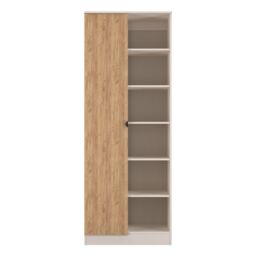 Norway Tall 1 Door Open Shelf Wardrobe in Gold Craft Oak & Kashmir (Ready Assembled) Brown Gold Craft Oak & Kashmir