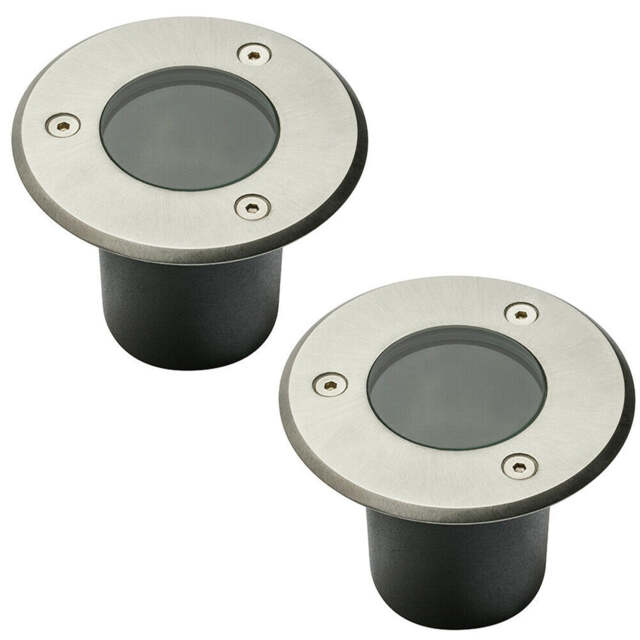CGC Lighting NOLA Small Round Stainless Steel Inground/Deck Light GU10 Silver Stainless steel effect Height: 10 cm Width: 10 cm Cut Out: 8.5 cm