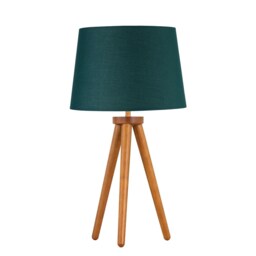 Voyage - Dark Oak Table Lamp or Bedside Light with Dark Green Shade Brown Green Large 1