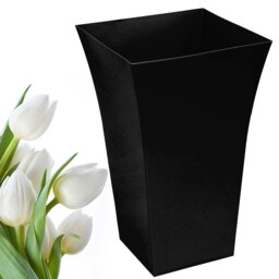 1 x Black Plastic Contemporary Milano Shiny Gloss Flower Planter For Home, Garden & Patios Black