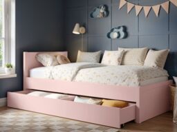 Flair Oli Single Wooden Bed with Drawers Pink