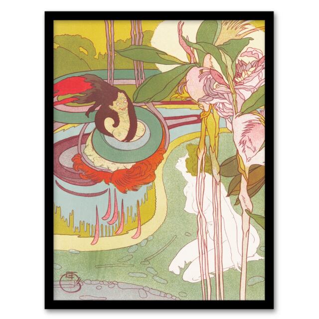 Georges de Feure Framed Wall Art Print Woman Sees Vision in Garden Home Décor