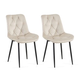 SONARA Modern Set of 2 Velvet Dining Chairs with Ergonomic Upholstered Seat White