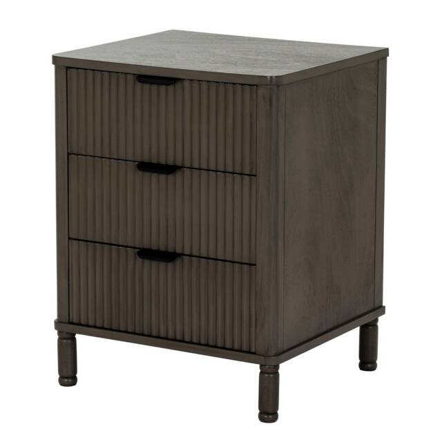 Reed Collection 3 Drawer Bedside Table - Wood - L40 x W45 x H58 cm - Brown