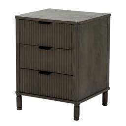 Reed Collection 3 Drawer Bedside Table - Wood - L40 x W45 x H58 cm - Brown