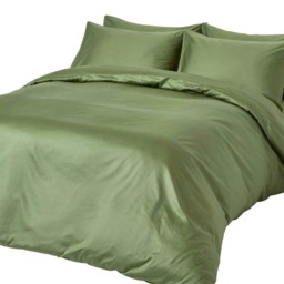 Homescapes Moss Green Organic Cotton Duvet Cover Set - 400 Thread Count - Single Green Single