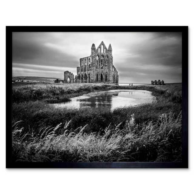 "Photo Landscape Whitby Abbey England Home Decor 12x16"" Framed Wall Art Print"