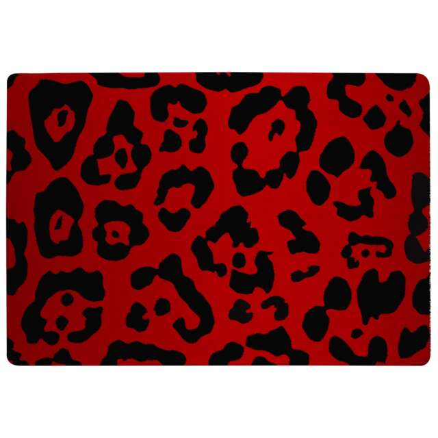 Red Leopard Print Rug Multi