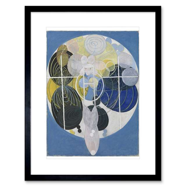 "Hilma Af Klint Blue Abstract Circles 9x7"" Black Framed Wall Art Print"
