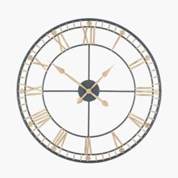 Large Round Wall Clock in Antique Bronze and Gold Metal