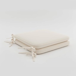 Foam Seat Pad with Ties Pack of 2 Comfortable Chair Cushion for Dining, Kitchen Garden Seating Cream