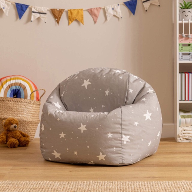 Kids Starry Skies Bean Bag Chair Grey Childrens Bean Bags Grey Grey 1