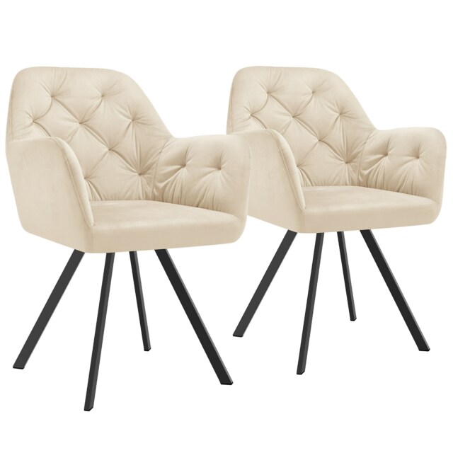 Armchair Lucia - padded, quilted pattern, 180 degree swivel chair Cream cream 2