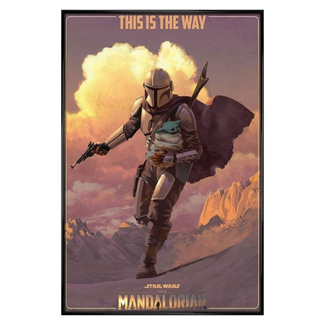 Gloss Black Framed Star Wars The Mandalorian On The Run Maxi Poster Multi