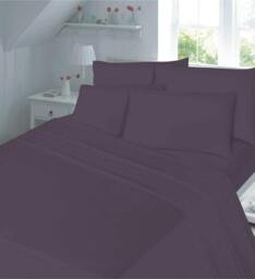 180TC Percale Fitted Sheet Extra Deep 16 Inch and Pillowcase Pair Plum Purple Plum King 1