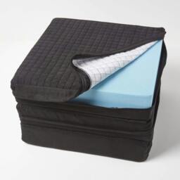 Homescapes Black Quilted Polyester 3 Seater Orthopaedic Booster Cushion Cover Black Black 150 x 50 x 10 cm