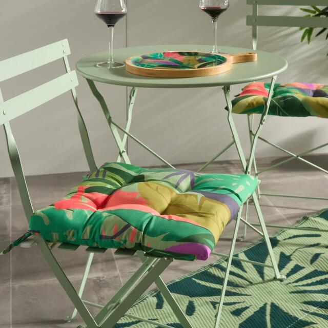 OHS 2 x Palm Print Garden Seat Pads Outdoor Chair Cushions