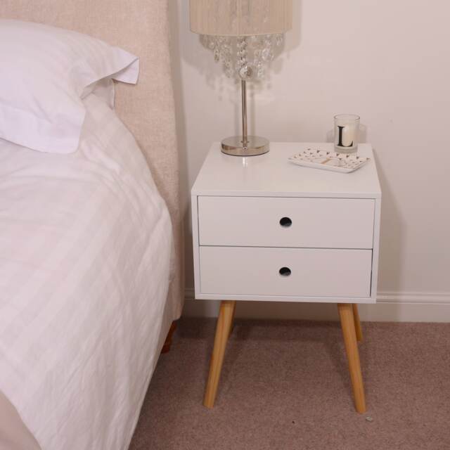 Options Scandia 2 Drawer Nightstand - Stylish Two Tone Bedside Table for Small Spaces White White One Size 1