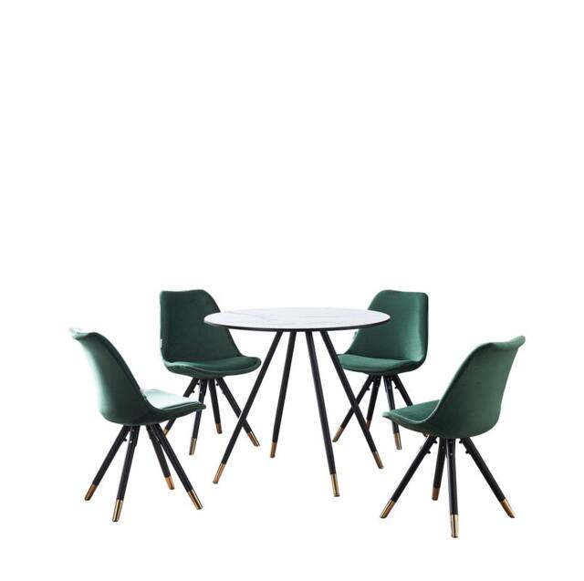 Sofia Dorchester LUX Dining Set – Sleek White Dining Table with Set of 4 Chairs, Modern Elegant Design for Stylish Dining Rooms Green Green