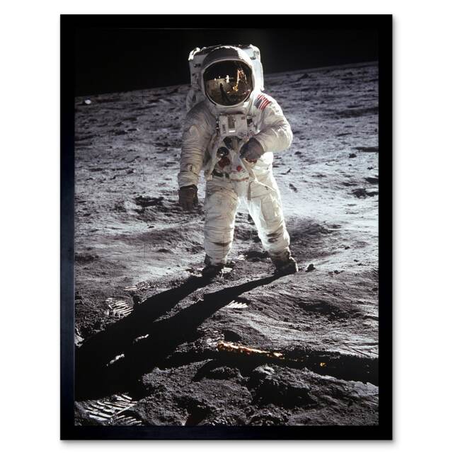 NASA Apollo 11 Astronaut Aldrin Armstrong Moon Landing Anniversary Framed Wall Art Print
