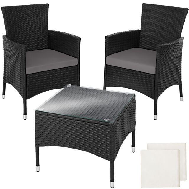 Garden Furniture Set Lucerne - 2 armchairs, coffee table, two sets of cushion covers Black black 84 x 60 x 61 cm 1