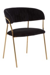 Orsina Soft Black Velvet Dining Chair, Modern Dining Armchair, Black and Gold Luxury Dining Chair for Home, Lounge