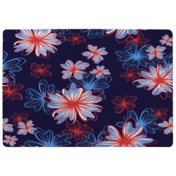 Red White & Blue Flower Print Rug Multi