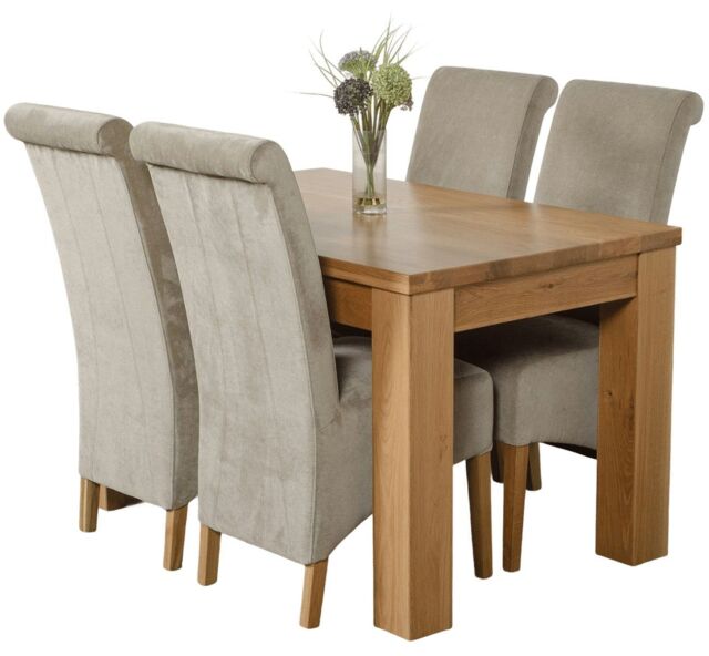 Dakota 127 x 82cm Oak Small Dining Table and 4 Montana Fabric Chairs Grey Grey