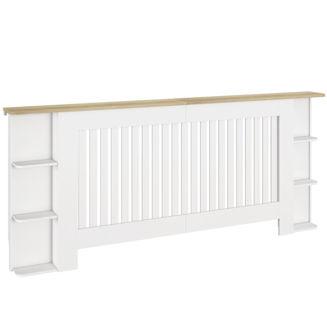HOMCOM Vertical Slatted Heater Cover for Living Room, Extra Larg, White