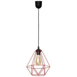 Karo Wire Frame Pendant Ceiling Light Black, Red 24cm