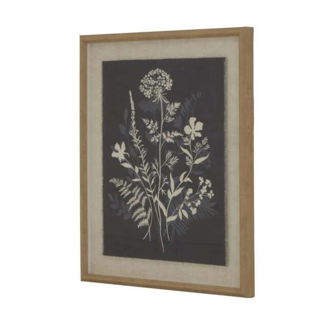 Flora & Fauna Collection Meadow on Linen in Beaded Frame - Glass - L2 x W40 x H50 cm - White