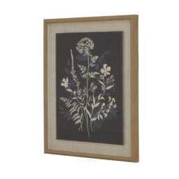 Flora & Fauna Collection Meadow on Linen in Beaded Frame - Glass - L2 x W40 x H50 cm - White