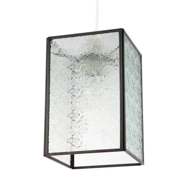 Vintage Traditional Bronze Pendant Shade with Clear Moroccan Glass Clear Transparent 1