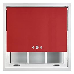 FURNISHED Custom Fit Blackout Roller Blinds with Triple Round Eyelets & Metal Fittings Red Red (W) 60cm x (L) 210cm
