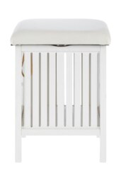 Interiors By Premier Dual Purpose White Bathroom Storage Stool With Padded Seat, Walnut Build Storage Stool, Fabric Seat Stool
