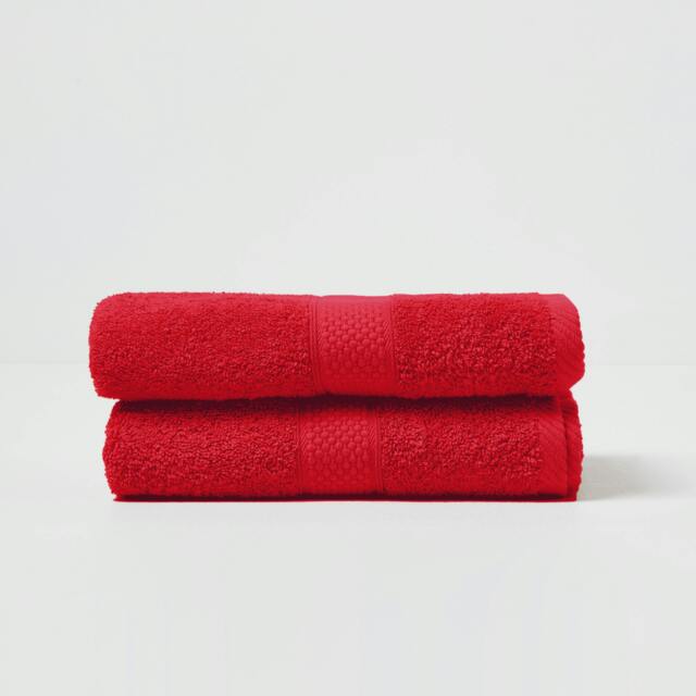 Homescapes Turkish Cotton Hand Towel Set of 2 - Red Red Hand towel 2