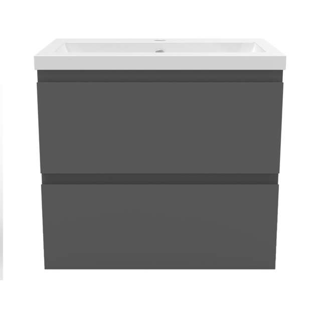 AICA 600mm Wall Mounted Bathroom Vanity Unit With Ceramic Basin,2 Soft Close Drawers for Storage,Grey,Flat packed
