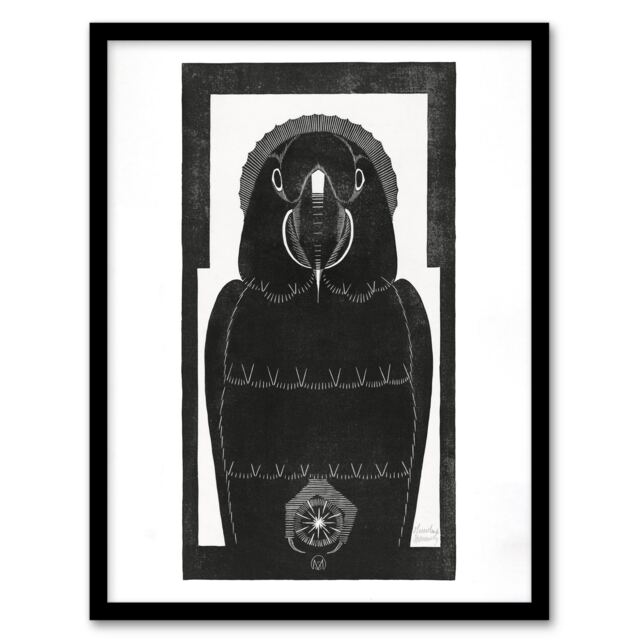 "Stylised Ara Macaw Parrot De Mesquita Framed Wall Art Print 12X16"""