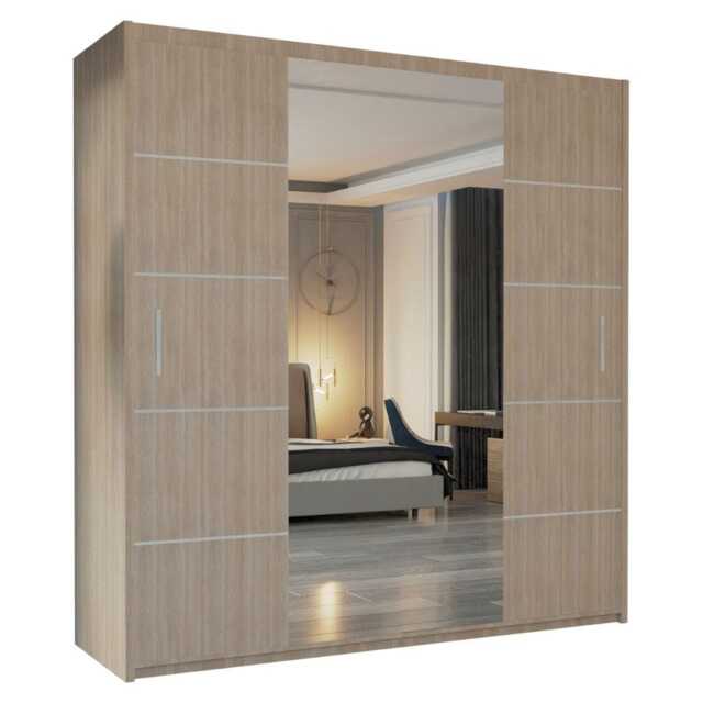 Sliding Wardrobes 4U Alfa Double Sliding Door Wardrobe W120cm x H217cm Brown 120cm