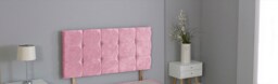 "Crushed Velvet Pink Cube Headboard Pink 4FT6 Double 26""inch Headboard"